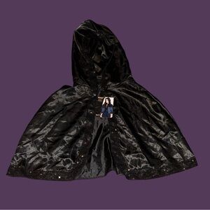 Spirit Halloween Goth Rhinestoned Black Hooded Cape Cute  Costume Accessory